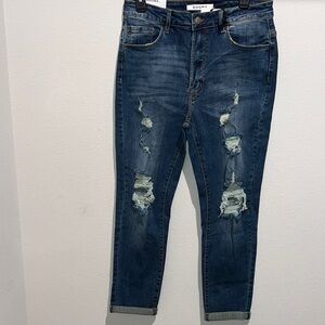 Women's Ripped Blue Boyfriend Jeans